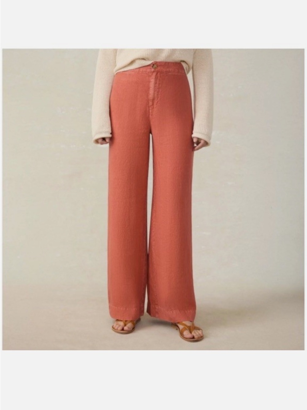 Women’s Faherty linen strider pant rust size small